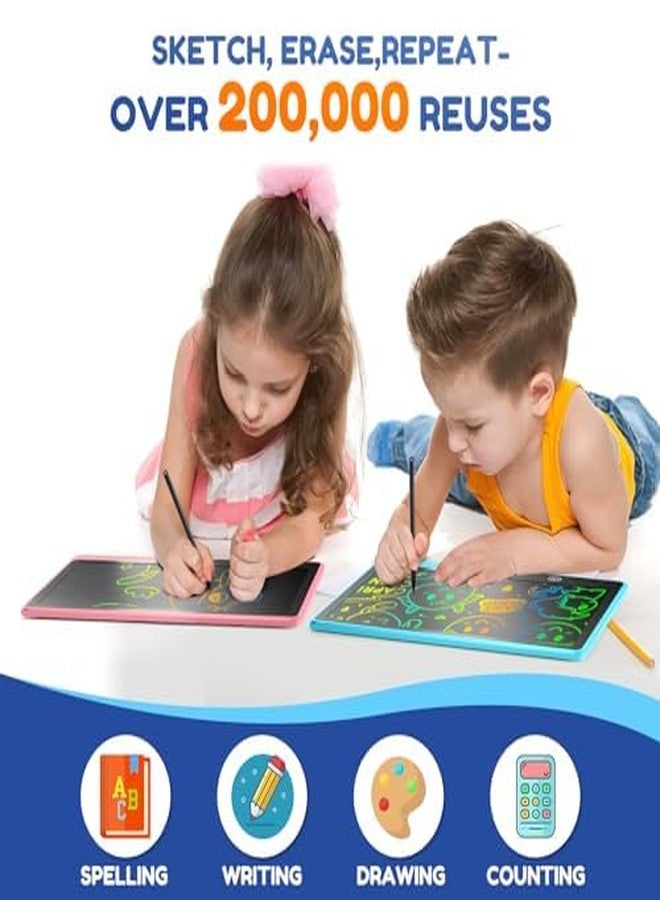 POPERFUN 2 Pack LCD Writing Tablet for Kids, 16 Inch Rechargeable Erasable Doodle Board Colorful Toddler Drawing Pads, Preschool Learning Toys Christmas Birthday Gift3 5 7Year Old Girls Pink and Blue - Image 5